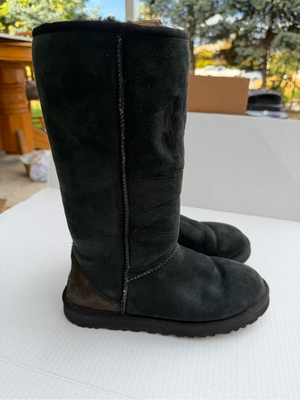 Australia Classic Tall Black Twinface Sheepskin Boots Style 5815 size 9